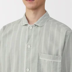 Muji Conjunto de pijama de manga larga de gasa doble para hombre