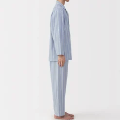 Muji Conjunto de pijama de manga larga de gasa doble para hombre