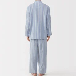 Muji Conjunto de pijama de manga larga de gasa doble para hombre