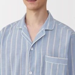 Muji Conjunto de pijama de manga larga de gasa doble para hombre