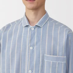 Muji Conjunto de pijama de manga larga de gasa doble para hombre