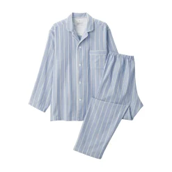 Muji Conjunto de pijama de manga larga de gasa doble para hombre