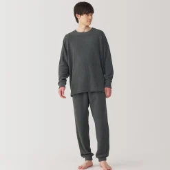 Sale Muji Conjunto de pijama forro polar texturizado de manga larga para hombre