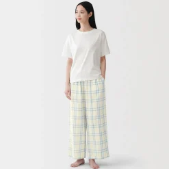 Outlet Muji Conjunto para estar en casa con pantalón de doble gasa para mujer