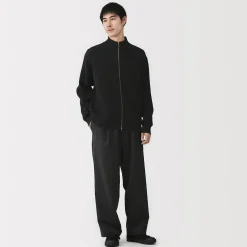Best Muji Cárdigan acanalado con cremallera en mezcla de algodón para hombre
