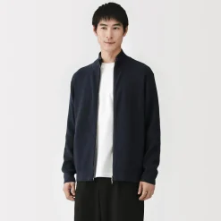 Best Muji Cárdigan acanalado con cremallera en mezcla de algodón para hombre