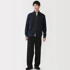 Best Muji Cárdigan acanalado con cremallera en mezcla de algodón para hombre