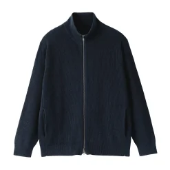 Best Muji Cárdigan acanalado con cremallera en mezcla de algodón para hombre