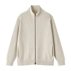 Best Muji Cárdigan acanalado con cremallera en mezcla de algodón para hombre