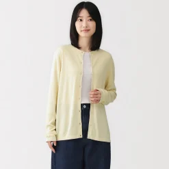Online Muji Cárdigan con cuello redondo de mezcla de fibras de soja para mujer