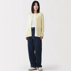 Online Muji Cárdigan con cuello redondo de mezcla de fibras de soja para mujer