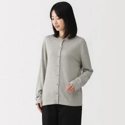 Online Muji Cárdigan con cuello redondo de mezcla de fibras de soja para mujer