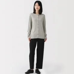 Online Muji Cárdigan con cuello redondo de mezcla de fibras de soja para mujer