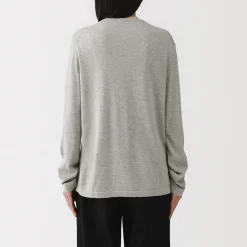 Online Muji Cárdigan con cuello redondo de mezcla de fibras de soja para mujer