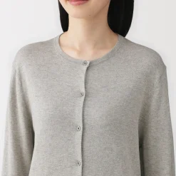 Online Muji Cárdigan con cuello redondo de mezcla de fibras de soja para mujer