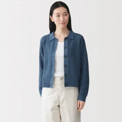Best Muji Cárdigan de malla de punto de mezcla de algodón para mujer