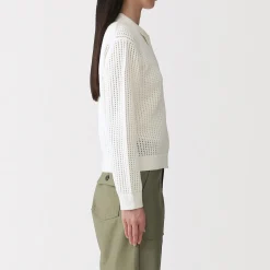 Best Muji Cárdigan de malla de punto de mezcla de algodón para mujer