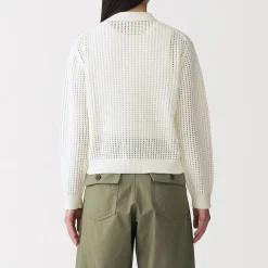 Best Muji Cárdigan de malla de punto de mezcla de algodón para mujer