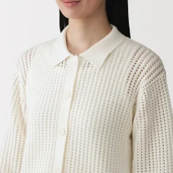 Best Muji Cárdigan de malla de punto de mezcla de algodón para mujer