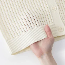 Best Muji Cárdigan de malla de punto de mezcla de algodón para mujer