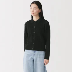 Best Muji Cárdigan de malla de punto de mezcla de algodón para mujer