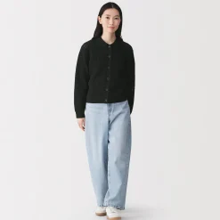 Best Muji Cárdigan de malla de punto de mezcla de algodón para mujer