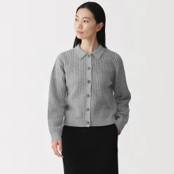 Best Muji Cárdigan de malla de punto de mezcla de algodón para mujer
