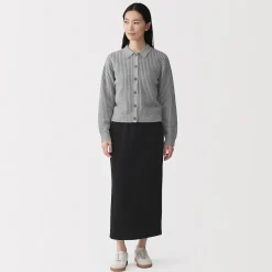 Best Muji Cárdigan de malla de punto de mezcla de algodón para mujer