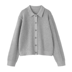 Best Muji Cárdigan de malla de punto de mezcla de algodón para mujer