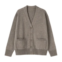 Discount Muji Cárdigan de punto con cuello en V mediano para mujer