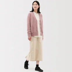 Discount Muji Cárdigan de punto con cuello en V mediano para mujer