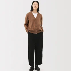 Discount Muji Cárdigan de punto con cuello en V mediano para mujer