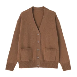Discount Muji Cárdigan de punto con cuello en V mediano para mujer