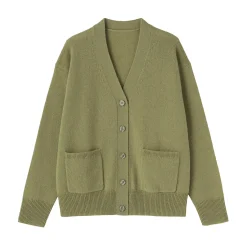 Discount Muji Cárdigan de punto con cuello en V mediano para mujer
