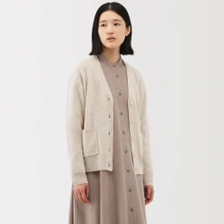 Discount Muji Cárdigan de punto con cuello en V mediano para mujer