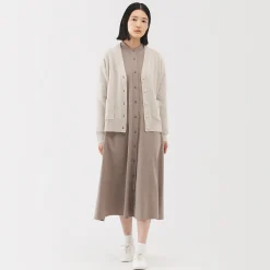 Discount Muji Cárdigan de punto con cuello en V mediano para mujer