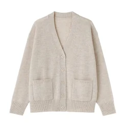 Discount Muji Cárdigan de punto con cuello en V mediano para mujer