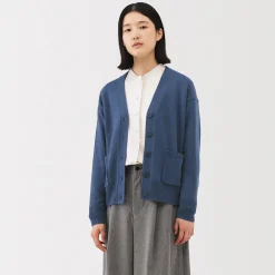 Discount Muji Cárdigan de punto con cuello en V mediano para mujer