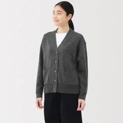 Discount Muji Cárdigan de punto con cuello en V mediano para mujer