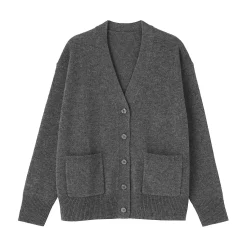 Discount Muji Cárdigan de punto con cuello en V mediano para mujer