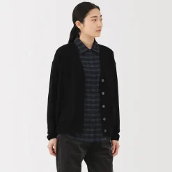 Discount Muji Cárdigan de punto con cuello en V mediano para mujer