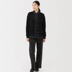 Discount Muji Cárdigan de punto con cuello en V mediano para mujer