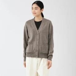 Discount Muji Cárdigan de punto con cuello en V mediano para mujer