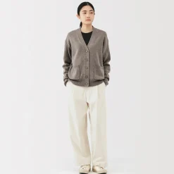 Discount Muji Cárdigan de punto con cuello en V mediano para mujer