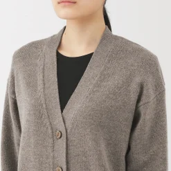 Discount Muji Cárdigan de punto con cuello en V mediano para mujer
