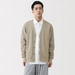 Clearance Muji Cárdigan de punto doble y cuello en V para hombre
