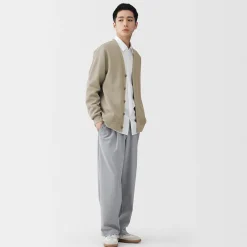 Clearance Muji Cárdigan de punto doble y cuello en V para hombre