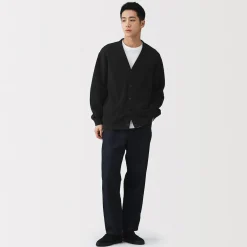 Clearance Muji Cárdigan de punto doble y cuello en V para hombre