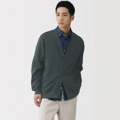 Clearance Muji Cárdigan de punto doble y cuello en V para hombre