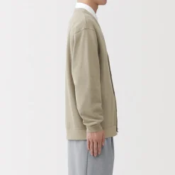 Clearance Muji Cárdigan de punto doble y cuello en V para hombre